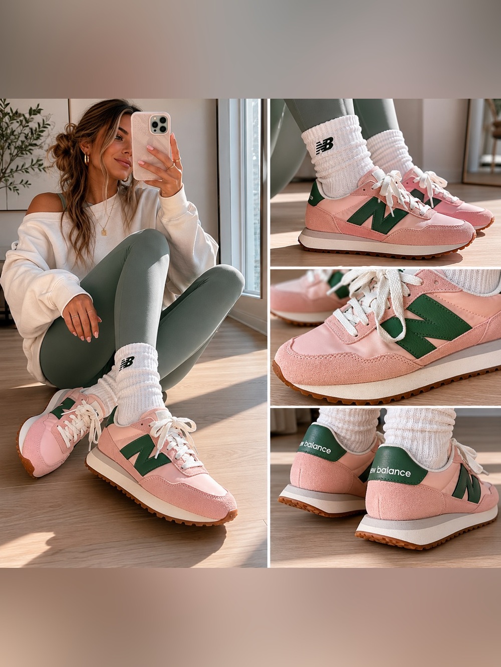 New Balance 237 Sneakers Pink Green Retro Runner Shoes Women’s 7 Y2K EUC - Picture 14 of 14